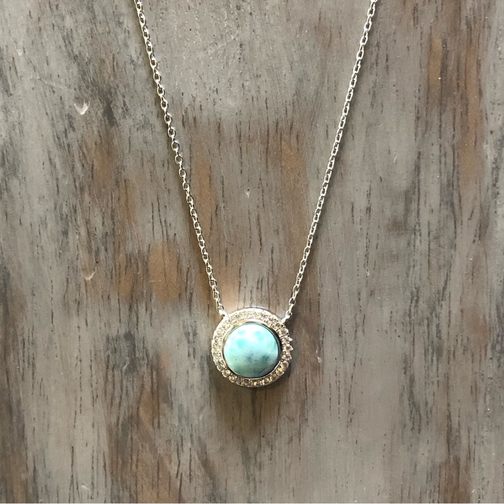 Larimar CZ Sterling Silver Necklace